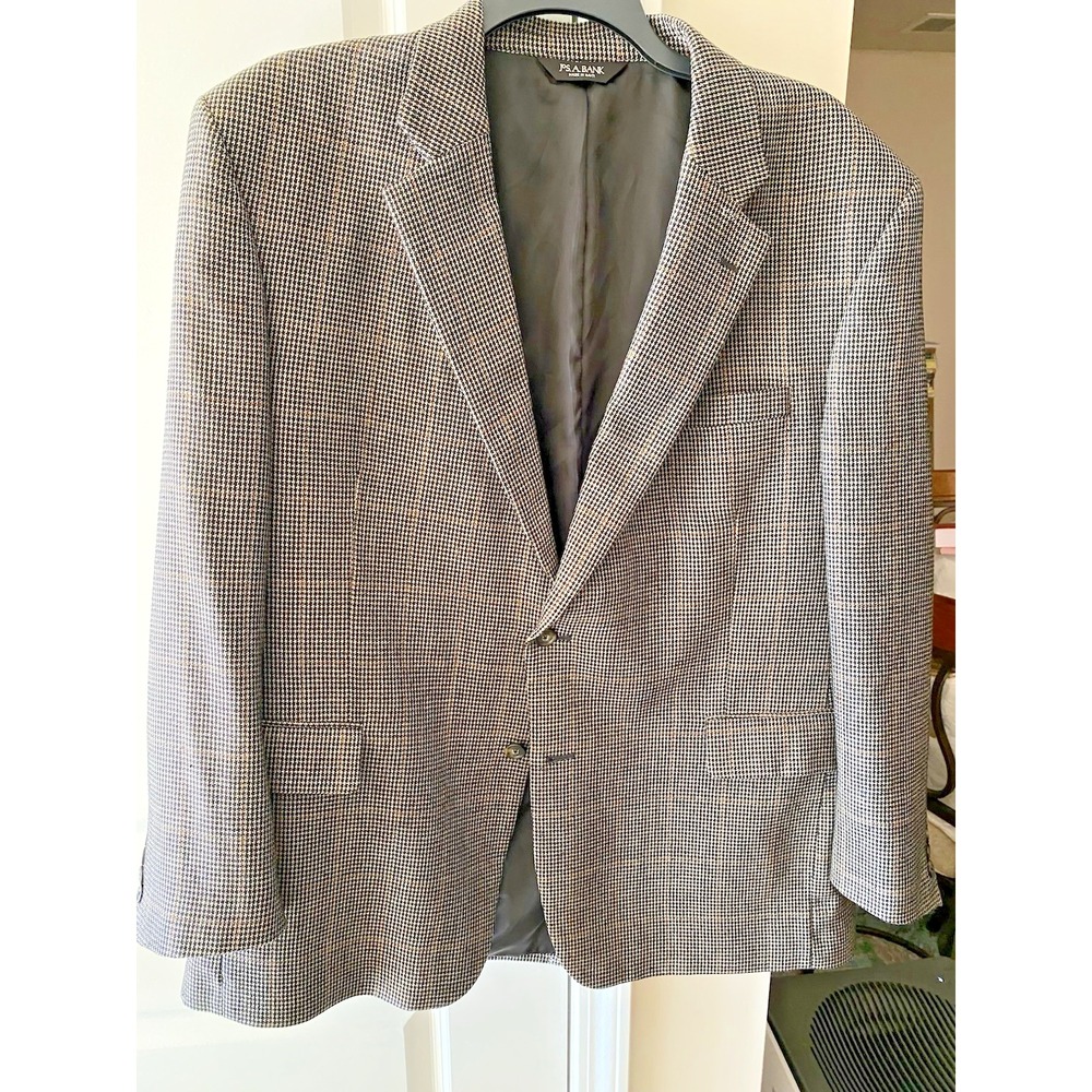 Jo S Banks‎ Houndstooth 56% Silk 44% Wool Sports Coat Blazer 48R